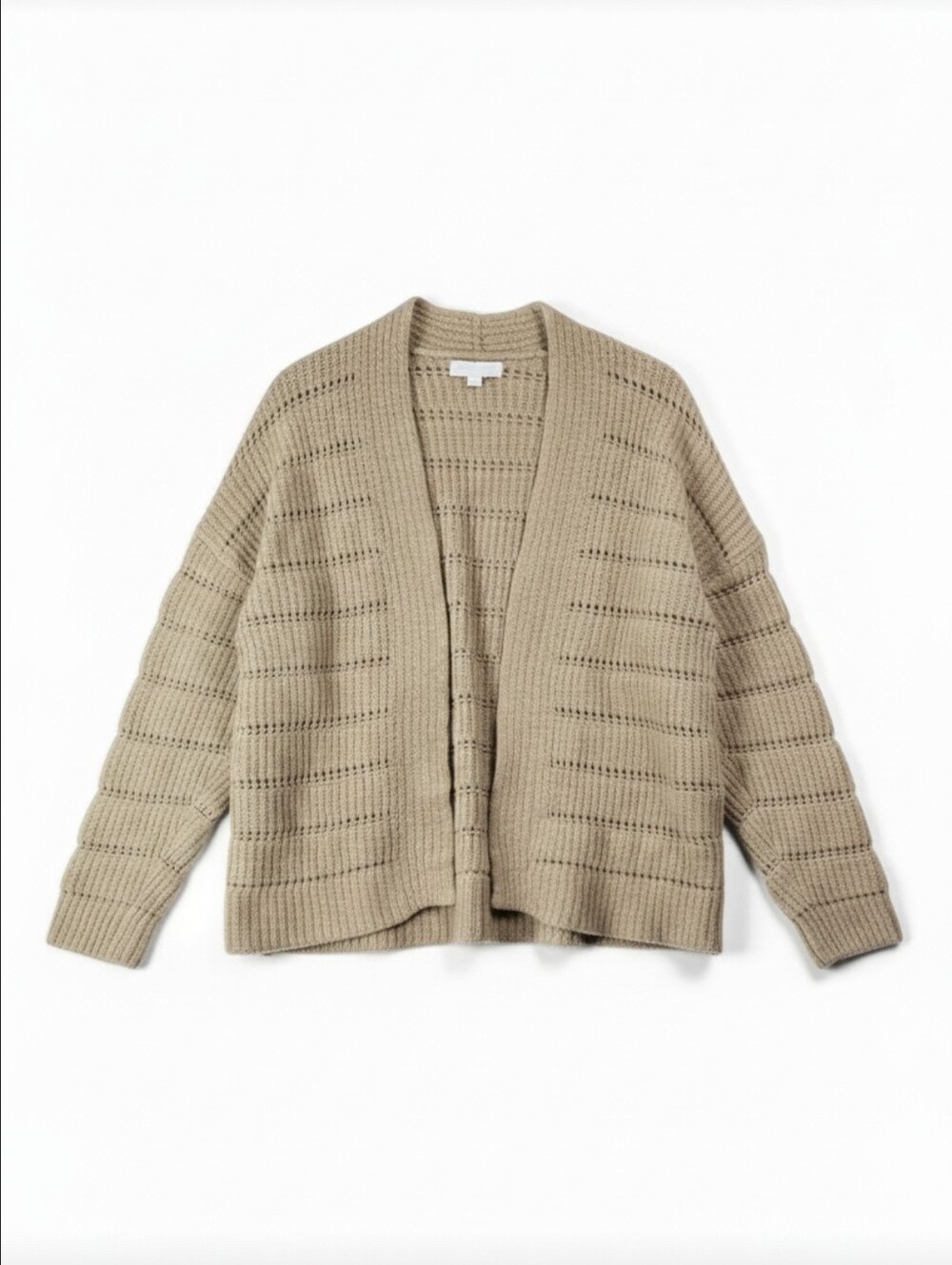 Splendid x Gray Malin Merino Wool Open Front Cardigan Sweater Medium Tan